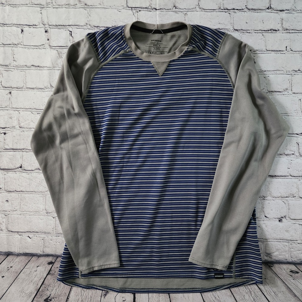 Patagonia Capilene 3 Mens XL Midweight Polartec Striped Base Layer  Blue Gray